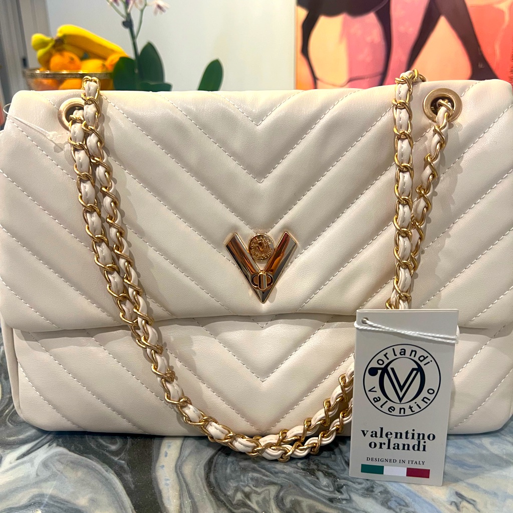 Valentino Orlando Gorgeous Quilted Bag Withv Lock And Trolly Pocket New With Tag